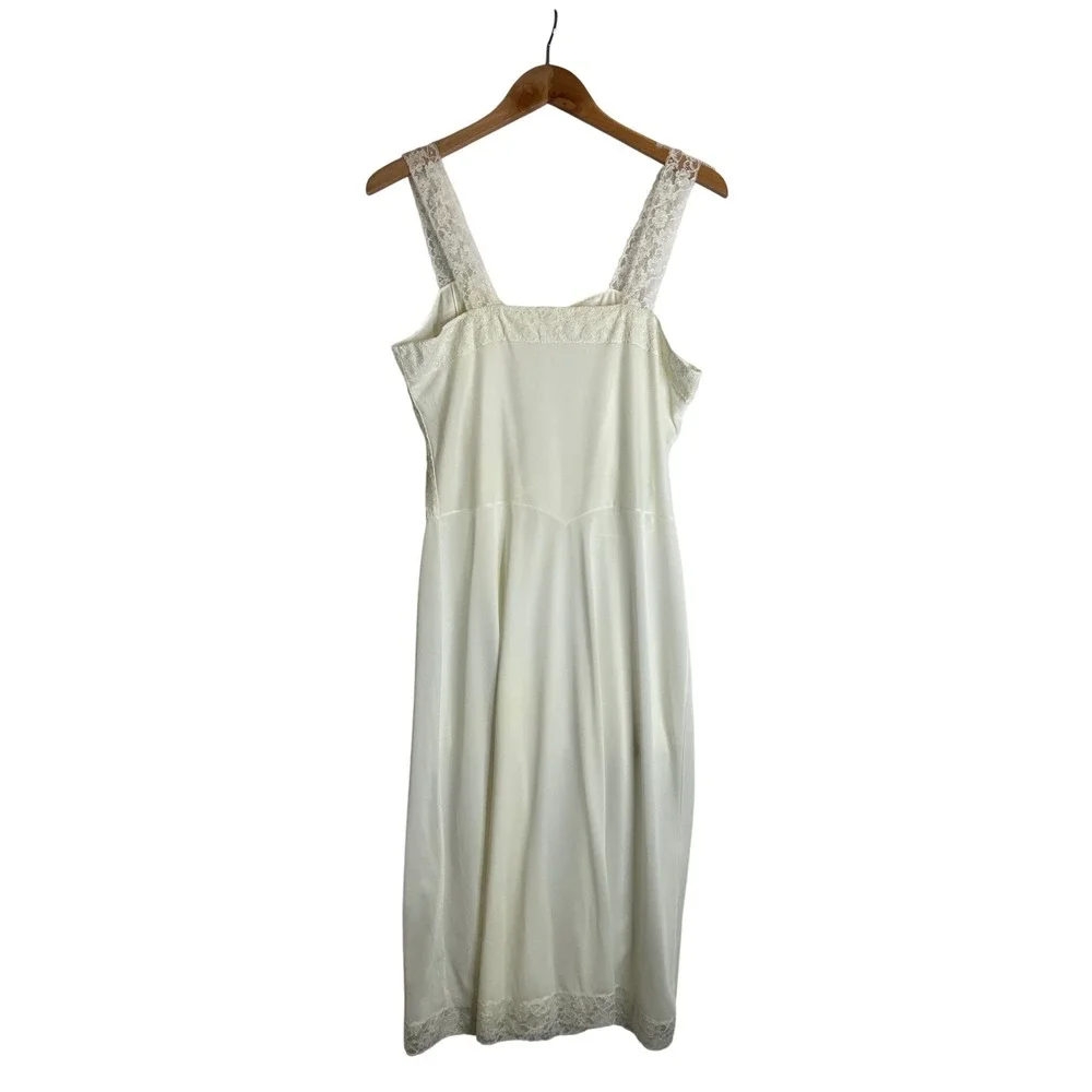 Vintage Carter's Nylon Slip Dress Lace Overlay Trim Bridal Romantic Ethereal 50s
